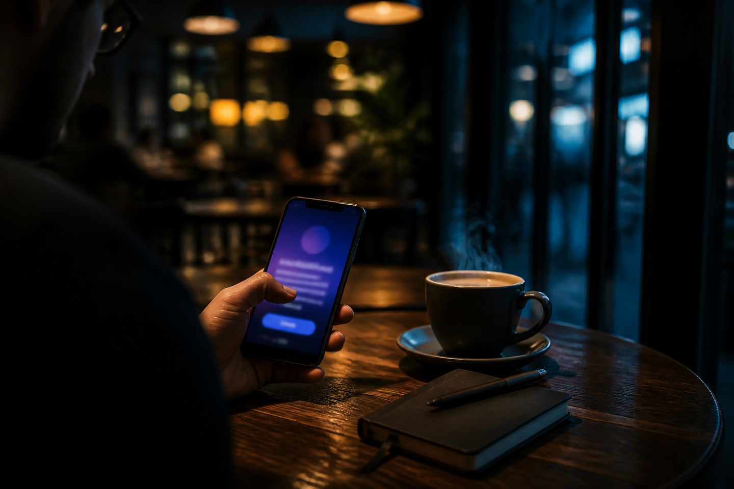 A user in a café downloading the Tor Browser APK on their smartphone.