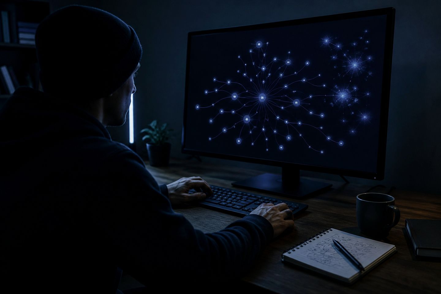 A user is focused on browsing dark web directories on a desktop computer.